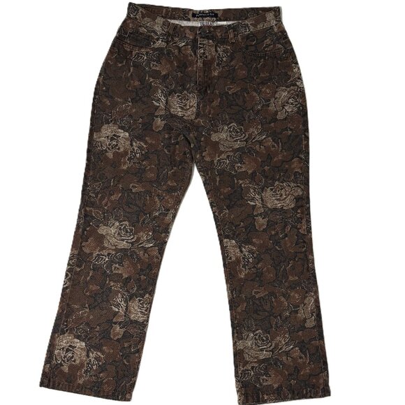 Bill Blass Perfect Fit Floral Tapestry Print Mom Jeans Womens 14 VTG Cottagecore - Picture 1 of 13